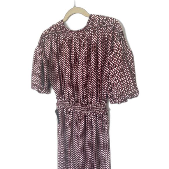 NWT Max Studio Geometric Print Tie Neck Crepe Cottagecore Boho Tier Maxi Dress S - Picture 8 of 12